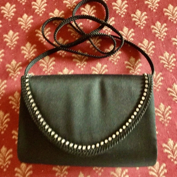 Vintage La Regale Black Satin Evening Bag - Picture 1 of 4